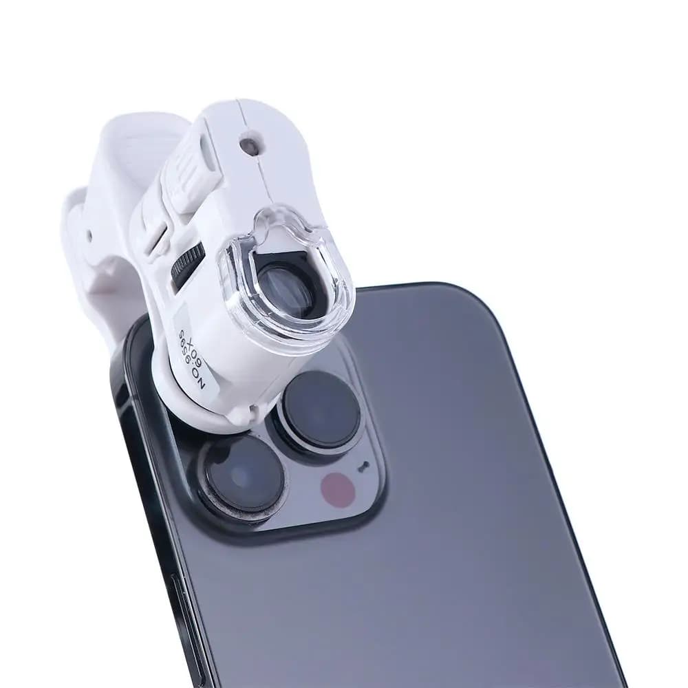 Microscopio per Gioielli con Clip per Cellulare, Lente d'Ingrandimento per Smartphone, Microscopio Portatile