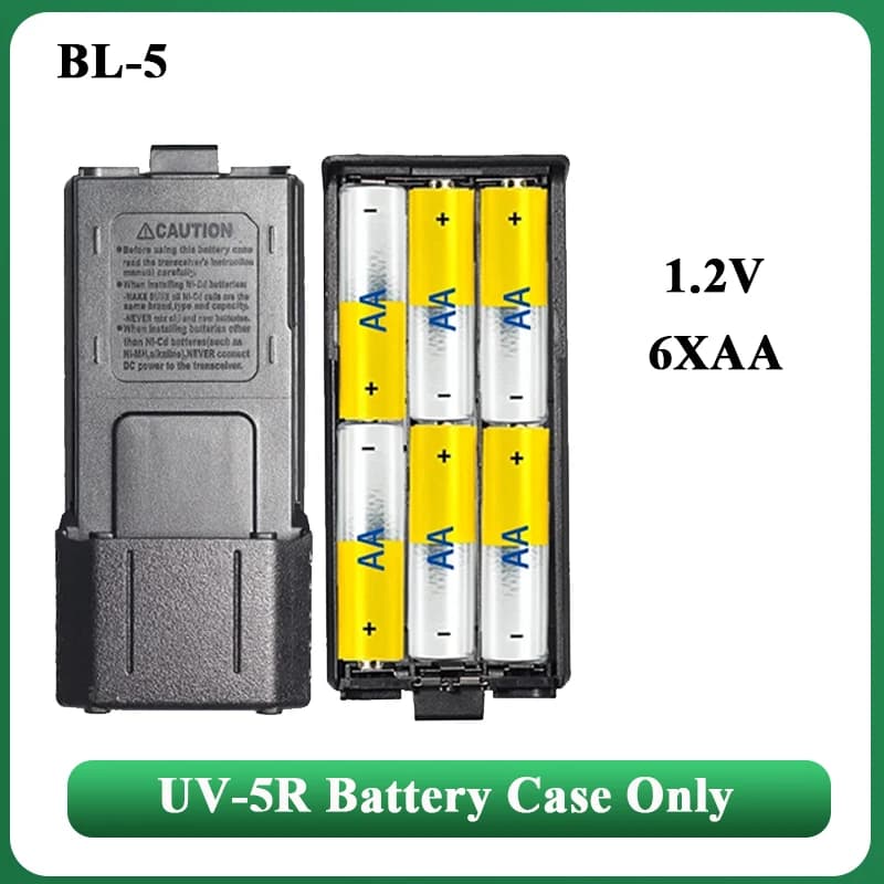 BaoFeng UV5R Scatola batteria radio Estesa 6x Custodia batteria AA Shell Pack Guscio nero per UV-5RE UV-5RA Walkie Talkie Accessori