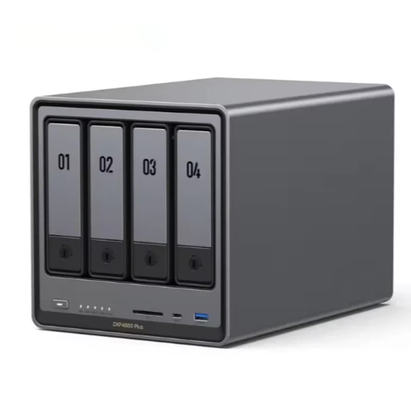 NASync DXP4800 Plus NAS desktop a 4 alloggiamenti Intel Pentium Gold 8505 CPU a 5 core 4K 60Hz Archiviazione attaccata in rete (senza disco)