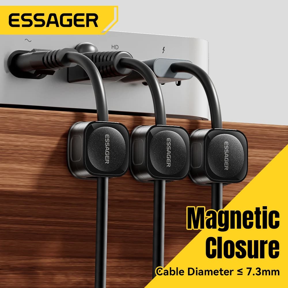 Clip magnetici Essager per cavi, supporto regolabile per cavi sotto la scrivania, organizer per la gestione dei cavi.