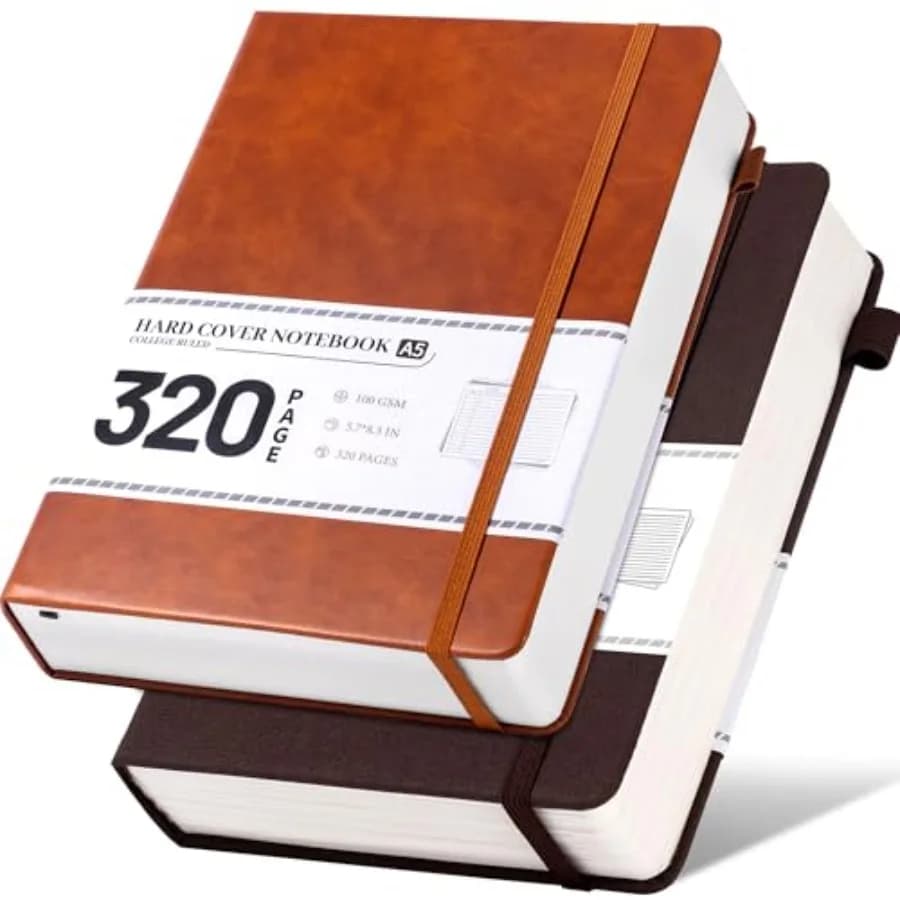 2 Pack Journal for Men Women 320 Pages 100 Gsm Paper Hardcover Leather Journaling Notebooks A5 Thick Lined Journals for Writing