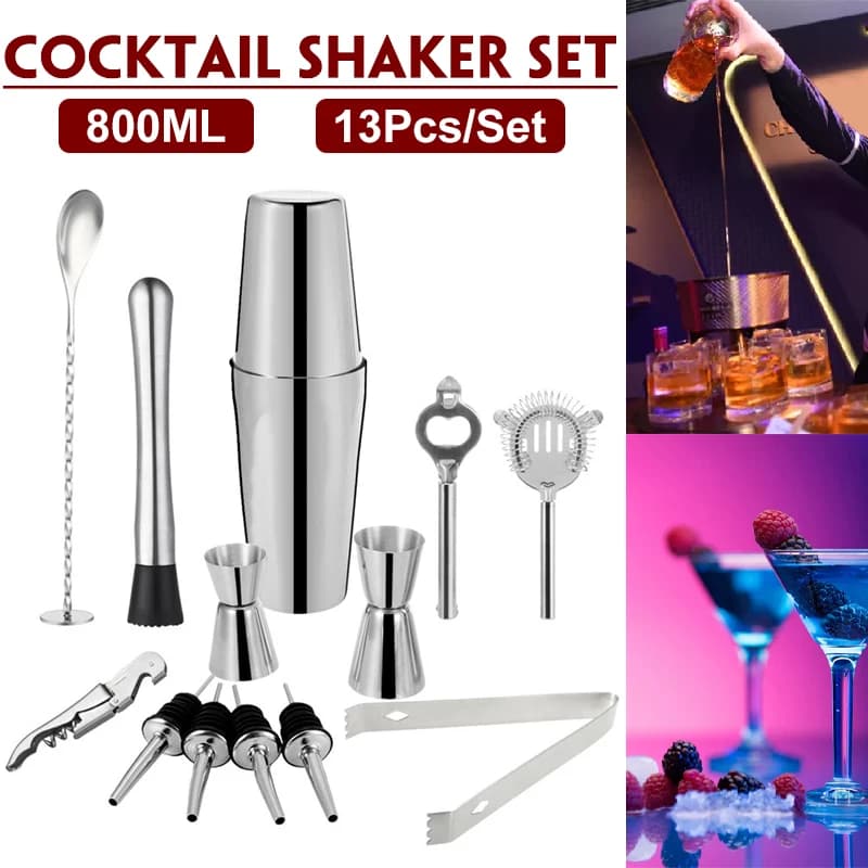 Set shaker per cocktail, mixer, Martini, spiriti, bar, colino, kit da barista