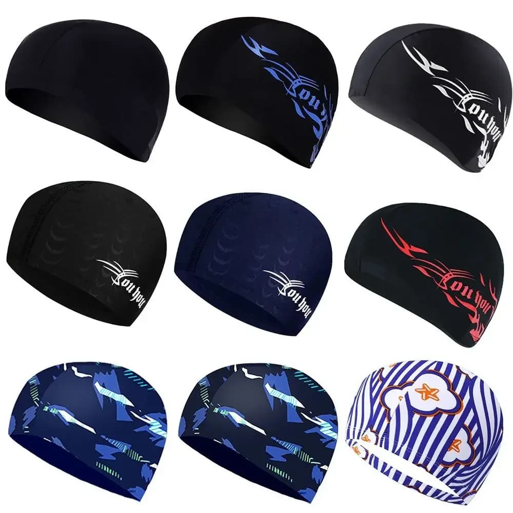 Sports accessories printed with men's flowers Available sizes Long hair Protecting swimming caps for women Swimwear Elastic nylon Turbante