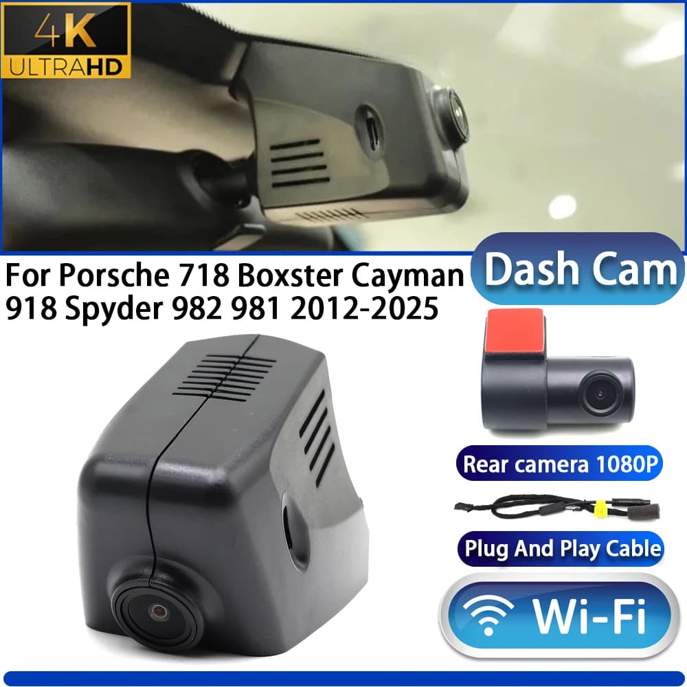HighCity per Porsche 718 Boxster Cayman 918 Spyder 982 981 2012-2025 Dash Cam 4K Telecamera DVR Wifi Plug and Play Registratore Video