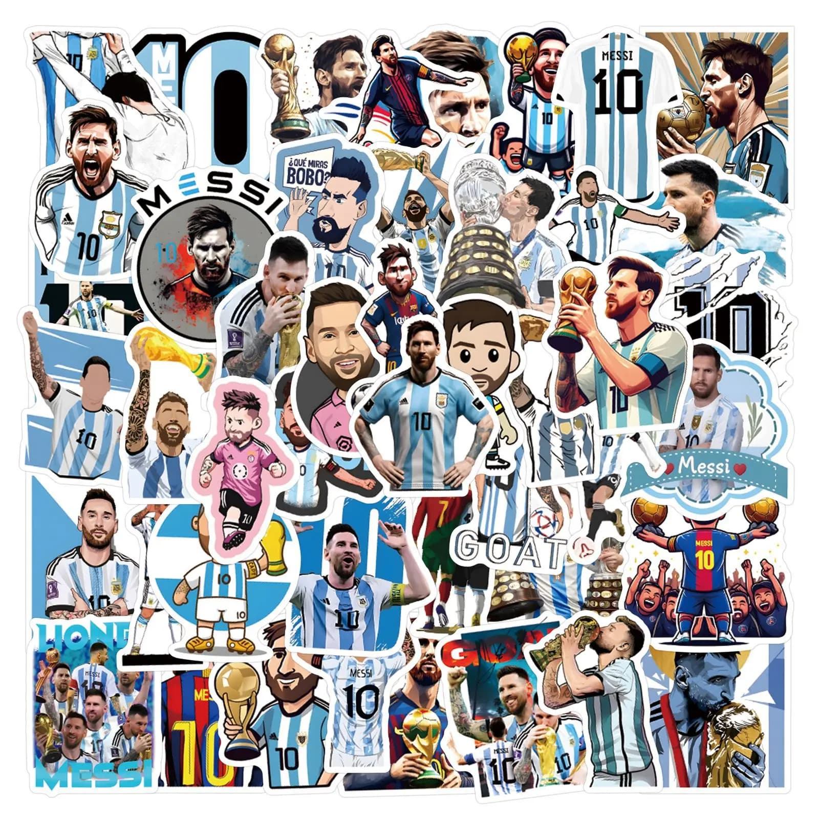 50 Adesivi Impermeabili a Tema Calcio per Casco, Bicicletta, Diario, Astuccio - LanLanStickersWorld