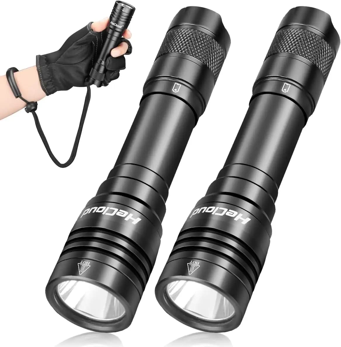 2-piece rechargeable underwater torch 3000 lumens IPX8 waterproof 4 USB charger mode for snorkeling