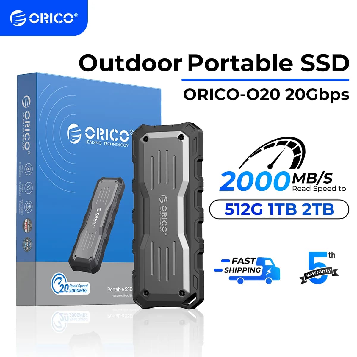 Ico Mecha SSD portatile 2000 MB/S unità a stato solido esterna 2TB 1TB USB 3.2 Gen2 Type- C PSSD per fotografo di lavoratori all'aperto