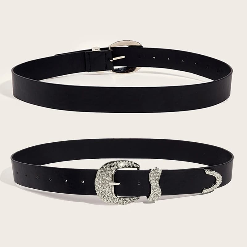 Cinture Y2K con strass alla moda per donna, cintura in similpelle PU scintillante a tinta unita, cintura decorativa per jeans da cowboy e cowgirl.