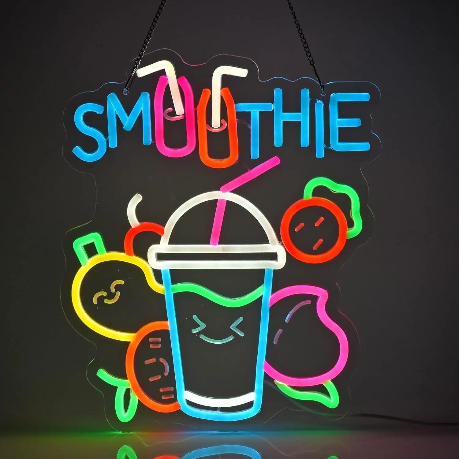 Insegna al Neon per Smoothie, Luci LED Dimmerabili USB per Bar, Ristoranti, Negozi, Mercati, Food Truck, Caffè, Decorazioni e Insegne LED per Attività Commerciali