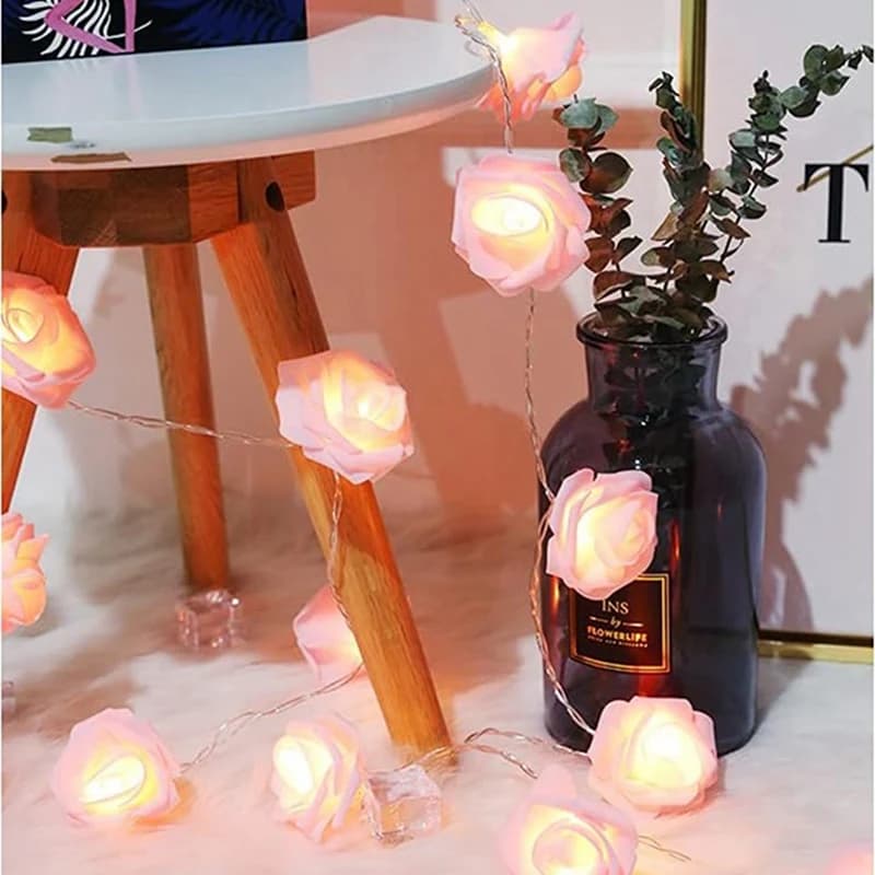 Luci a stringa rosa rosa per camera da letto luci a LED a fiore a batteria per esterni luci fiabesche per Festival del dormitorio domestico romantico