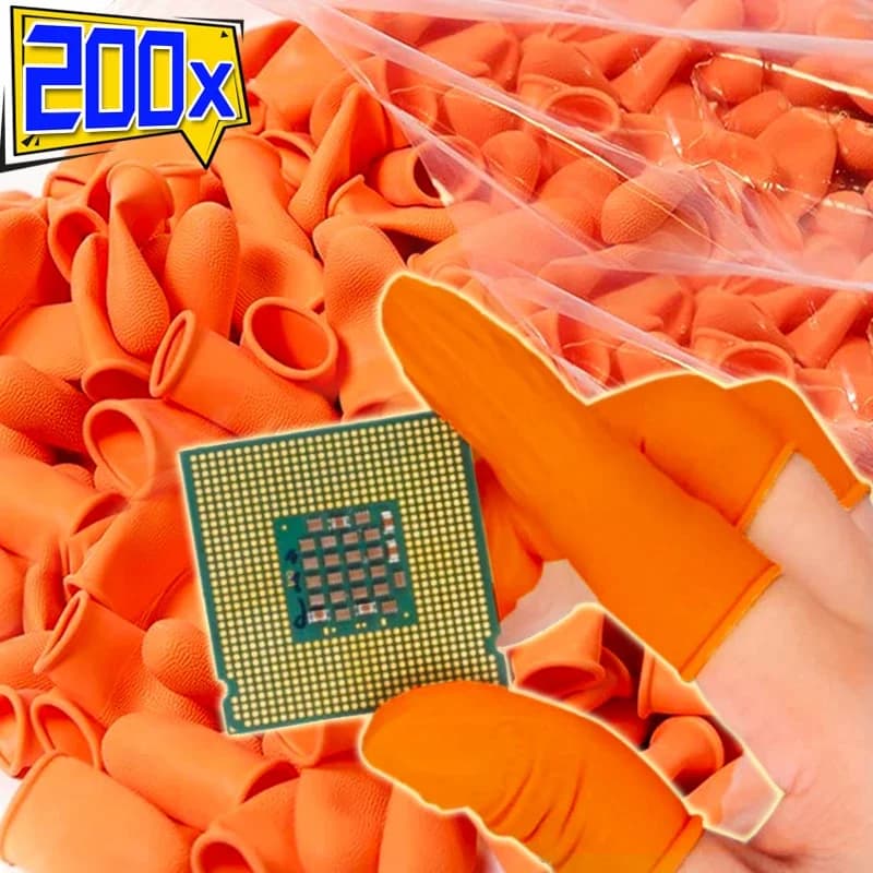 10/200PCS Usa E Getta In Lattice Ditali Anti-statico Arancione Protezione Della Punta Delle Dita Guanto Industria Domestica Pulizia antiscivolo Manicotto Del Pollice