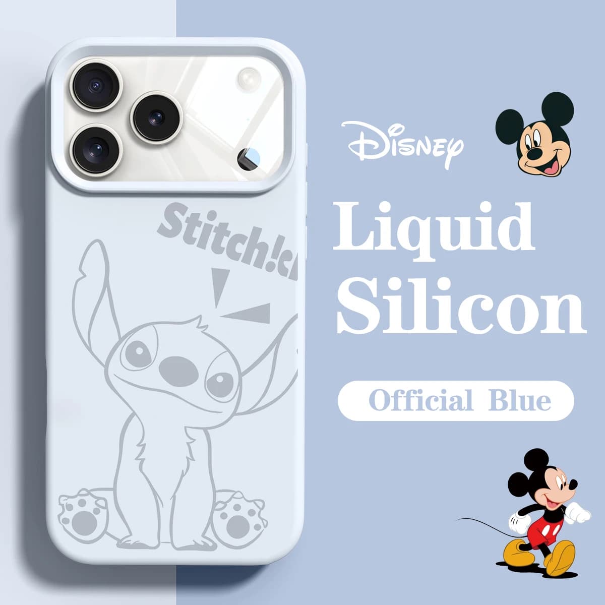 Custodia per telefono in silicone liquido con Stitch simpatico per iPhone 17 16 15 14 Pro Max, custodie originali per iPhone 11 12 17 Pro 15 13 a copertura totale