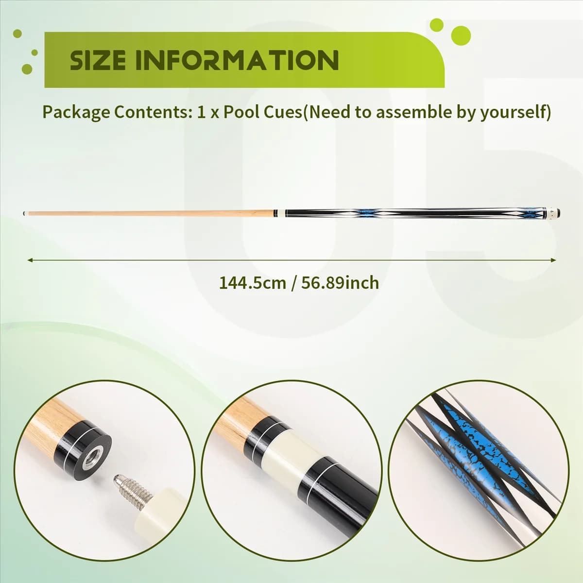 【Prezzo-Goccia!】 1 stecche da biliardo, stecche da 57 pollici Stecche da biliardo in legno di acero Stecca da biliardo per giocatori di biliardo professionisti, blu