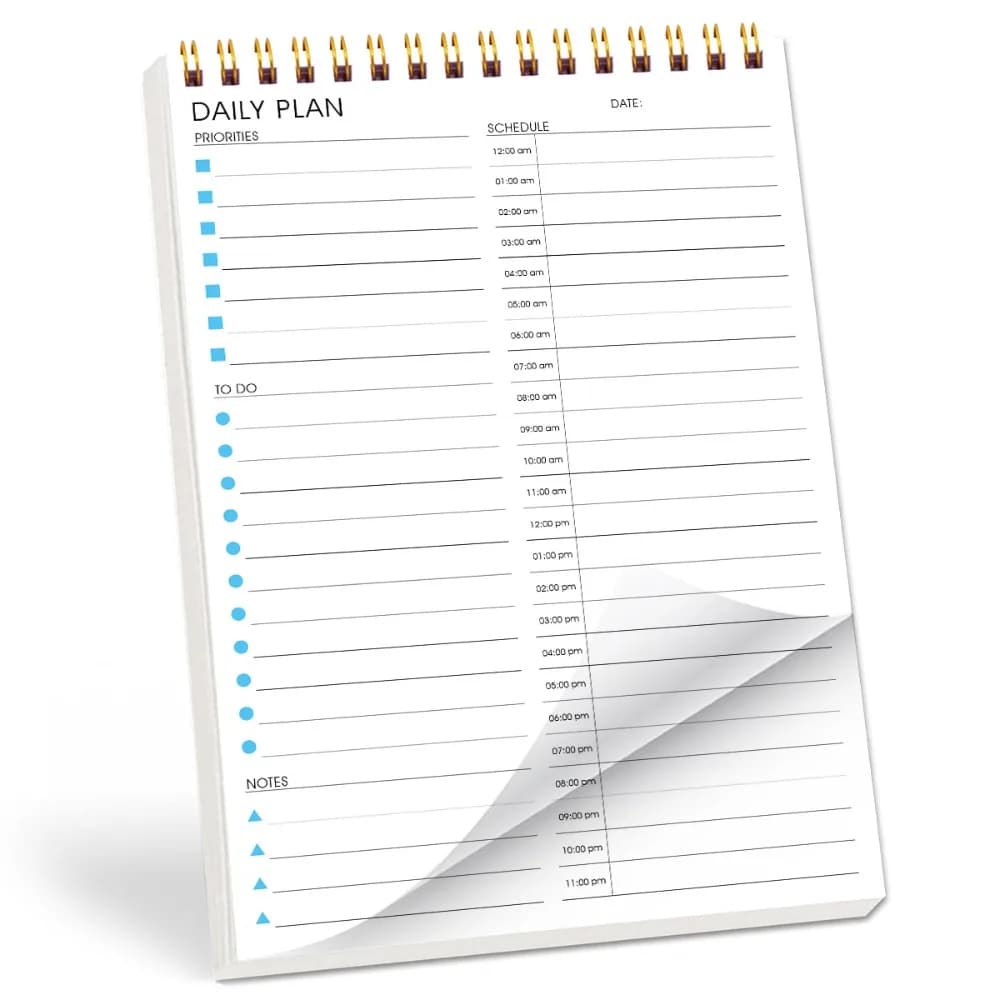 New A5 Daily Schedule Planner English Layout Double Sided Daily Plan Notepad Thick Paper Undated To Do List Notebook Students