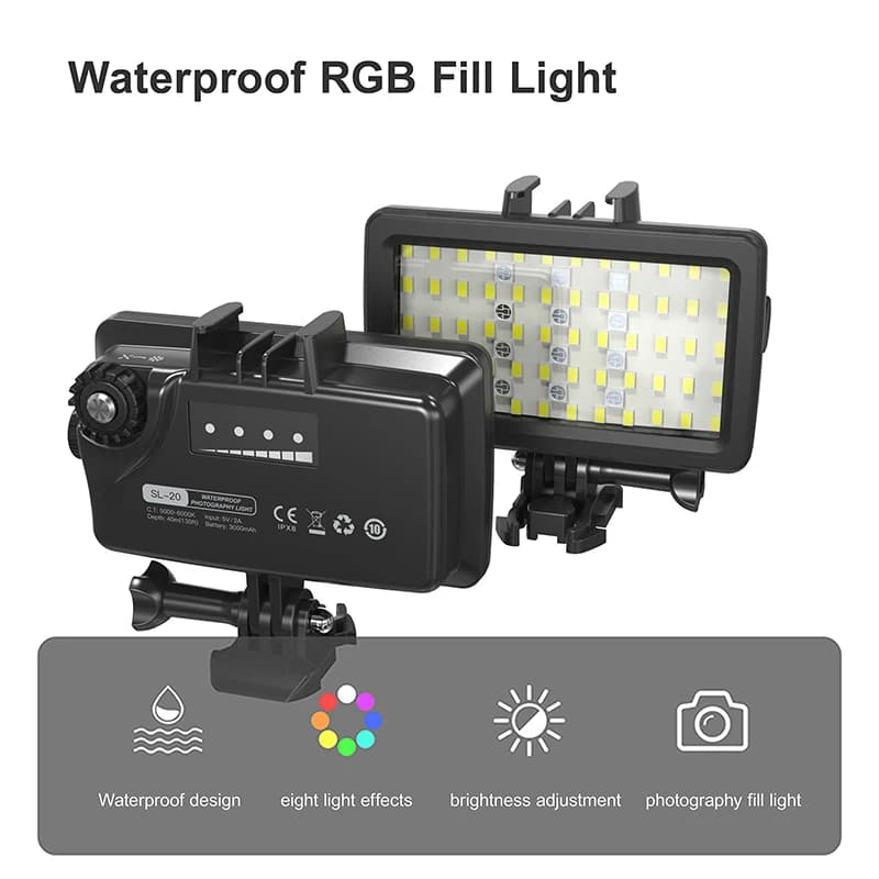 Luce di riempimento RGB/LED impermeabile compatibile con Insta360 Gopro ace/ace pro, luce subacquea portatile per fotografia subacquea