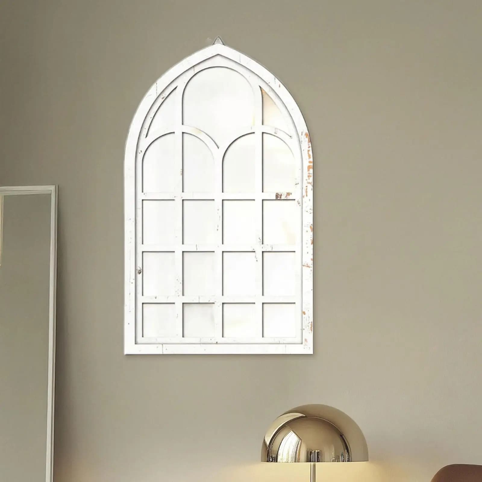 Specchio da Parete Rustico con Cornice ad Arco, Grande Specchio da Parete per Soggiorno, Ingresso, Bagno, Decorazione