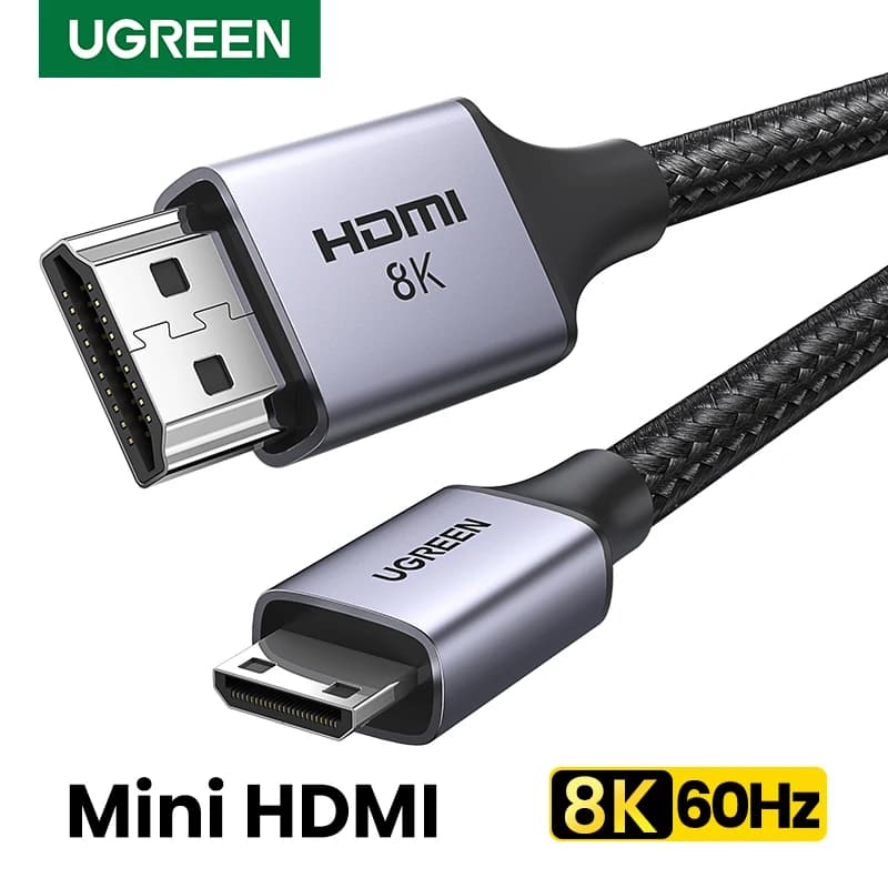 UGREEN Mini HDMI-compatible with HD cable 8K/60Hz for Raspberry Pi Zero video camera card 8K Mini HD 2.1 cable