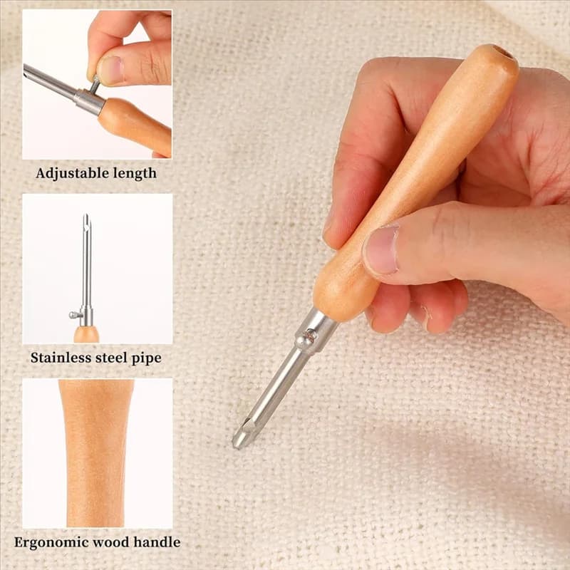 VEHO-5 Pcs Punch Needle Tool, Punch Needle Kit Metal Punch Needle Punch Needle Threader Punch Needle Set 2.5/3.5/5Mm