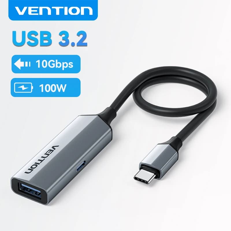 Adattatore OTG USB 3.2 Adattatore da USB C a USB A Trasferimento dati da 10 Gbps Tipo C 100 W Splitter di ricarica per MacBook iPhone Samsung Laptop