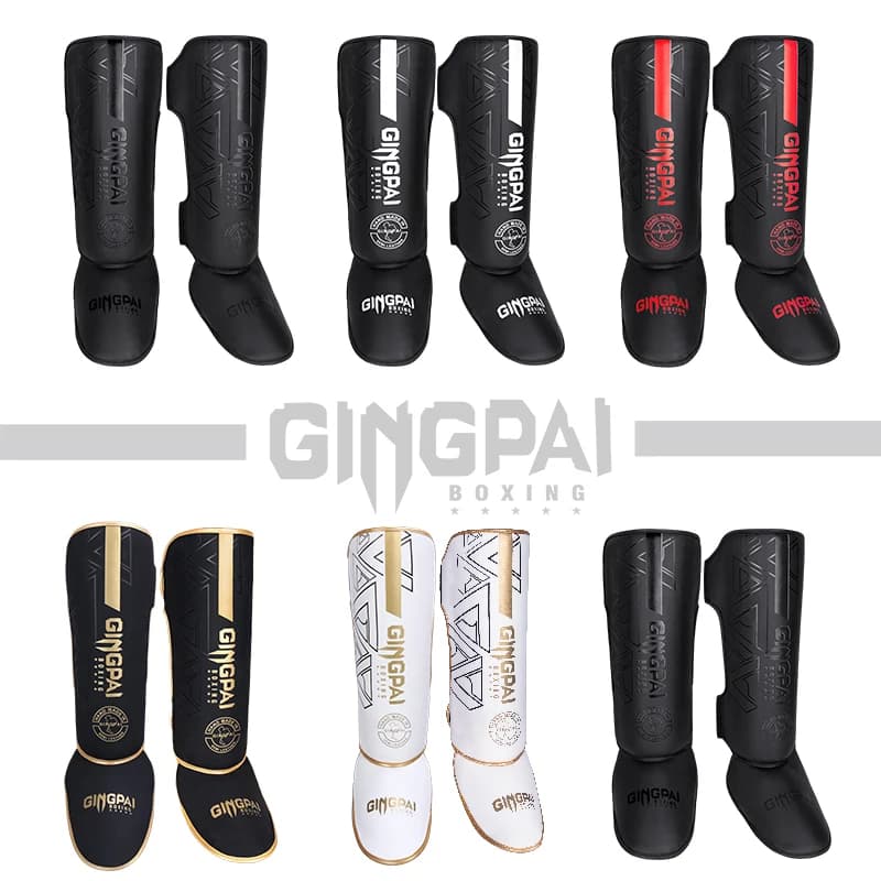GINGPAI 1 paio di parastinchi da boxe MMA Supporto per caviglia Uomo Donna Attrezzatura per kickboxing Protezioni per karate Sanda Muay Thai Leggings