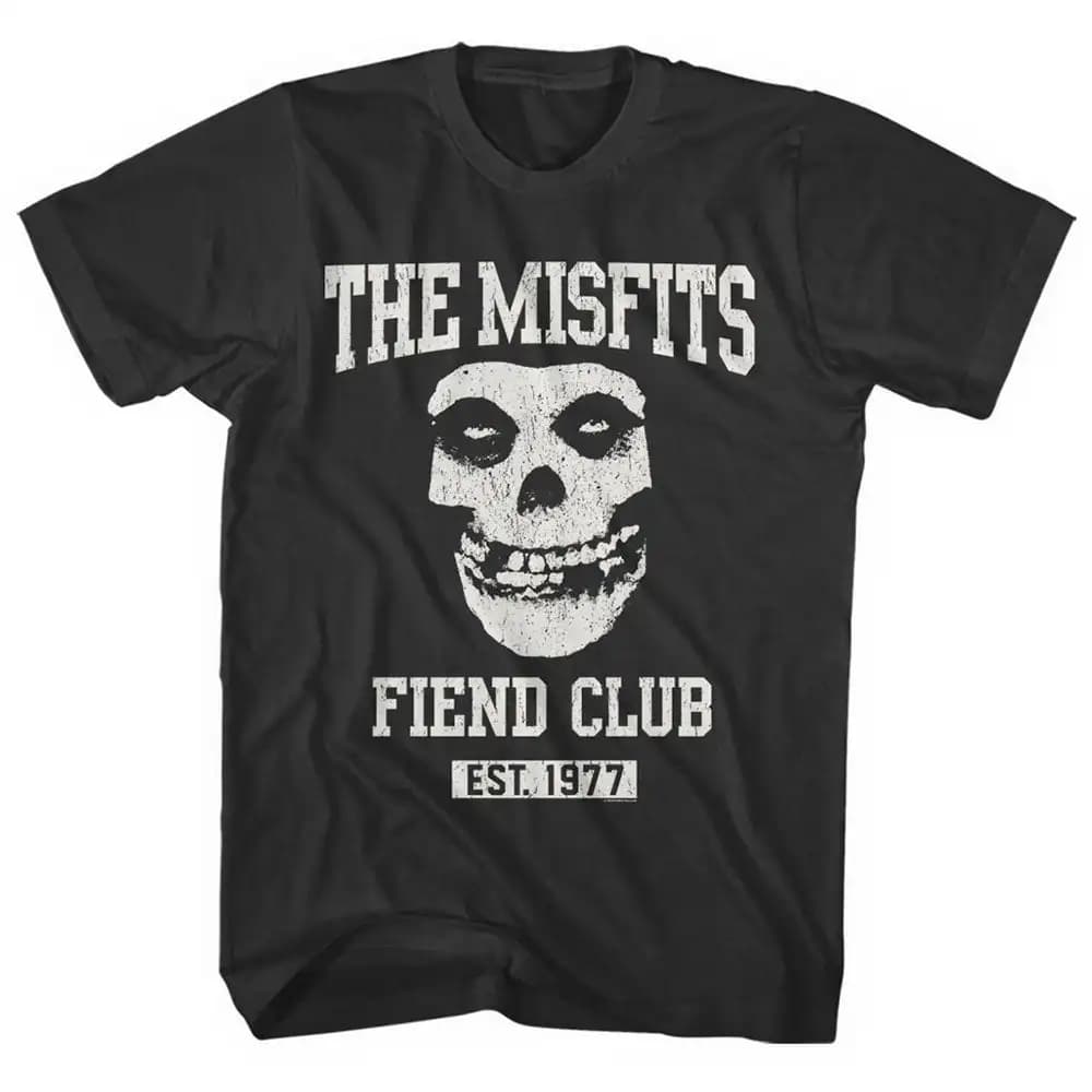 T-shirt Fiend Club Misfits Band, t-shirt con grafica in cotone 100%, top streetwear estivo per uomo e donna
