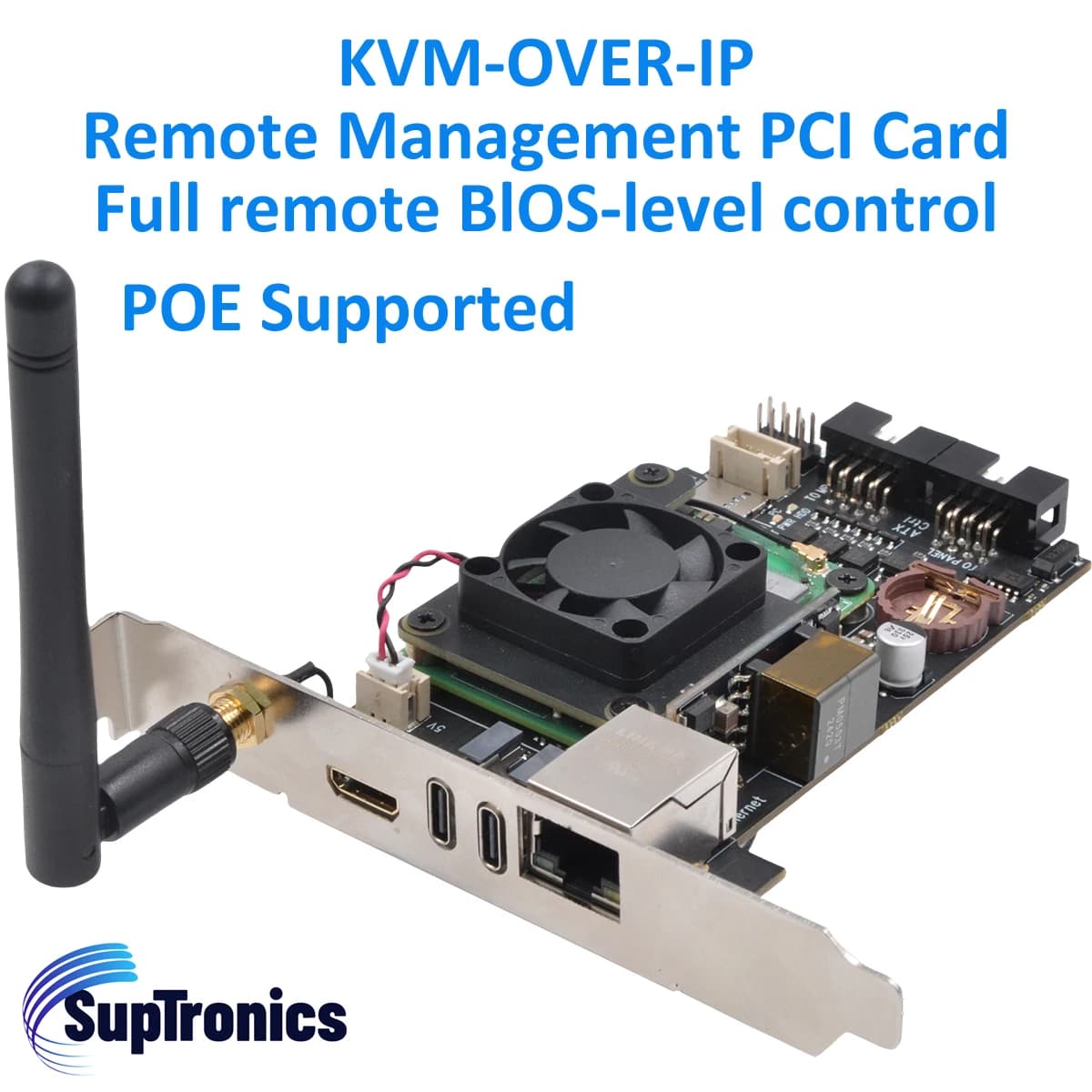 SupTronics Scheda PCI IPKVM basata su Raspberry Pi KVM su IP PIKVM X651 - POE supportata