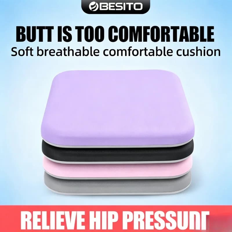 Cuscino ergonomico in memory foam per seduta confortevole, ideale per ufficio e studenti, allevia la pressione sui fianchi e supporta le emorroidi.