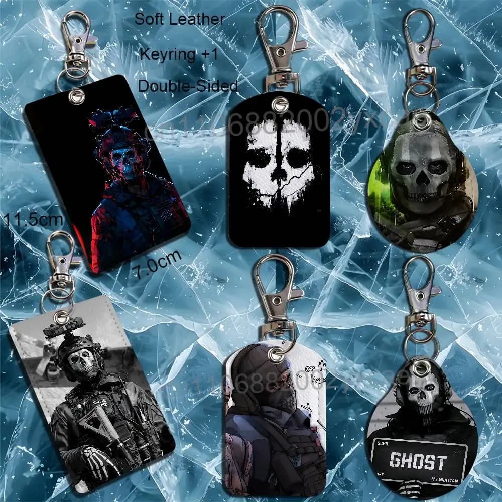 Ghost COD Keegan Call of Duty Keychain Holder Suitable For Subway Bank Card Bus Card Case Badge Holder Wallet Card Textured