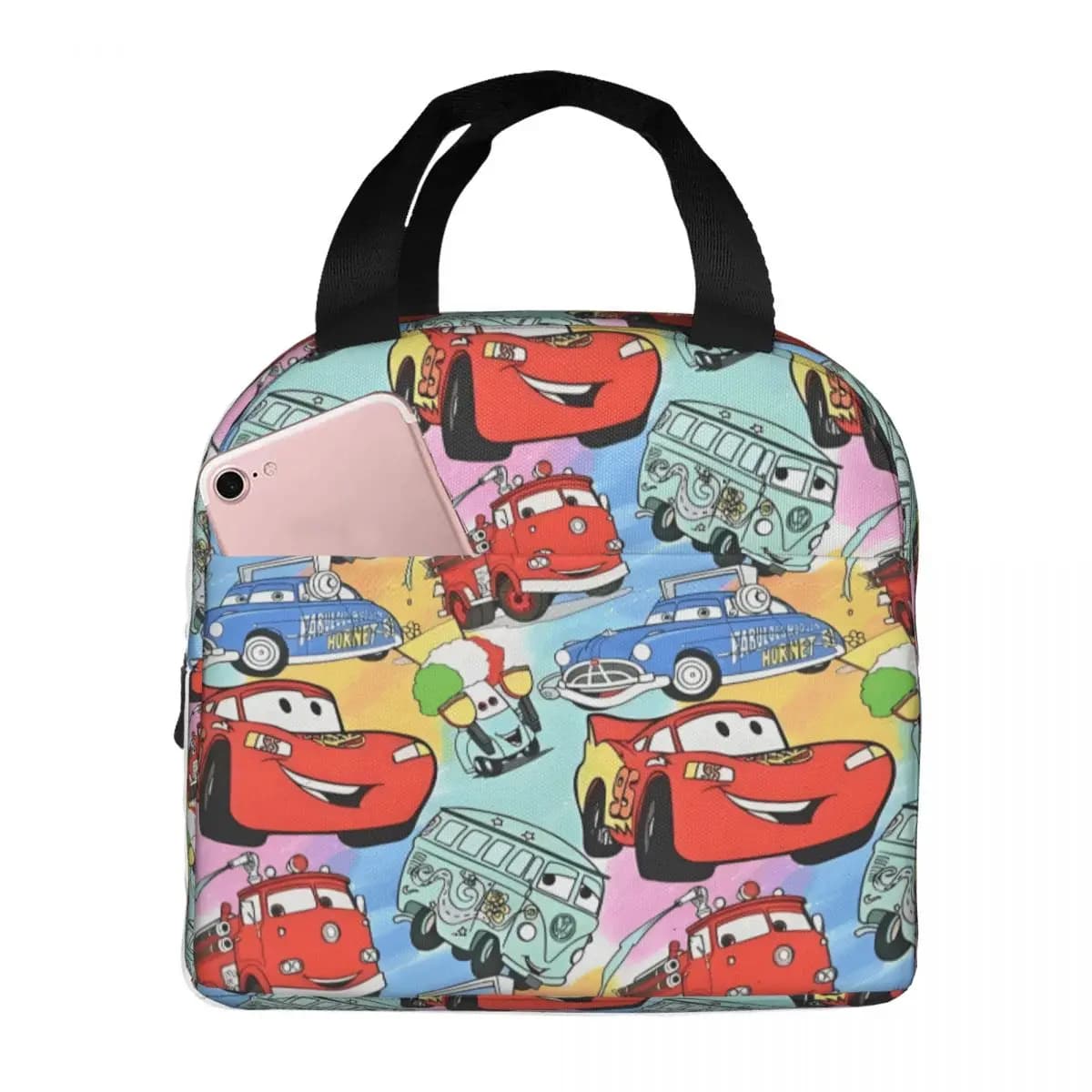 Borsa termica per il pranzo Custom Lightnings Anime McQueens per donna, riutilizzabile, per auto da corsa, termica, Bento Box, per spiaggia, campeggio