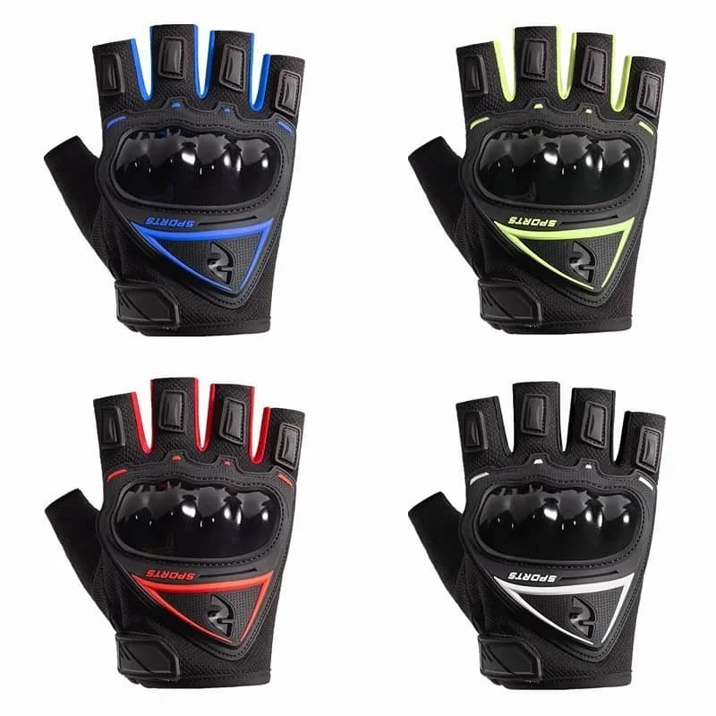 Guanti mezze dita da moto da uomo - Guanti tattici da equitazione estivi antiscivolo anti-impatto con guscio rigido