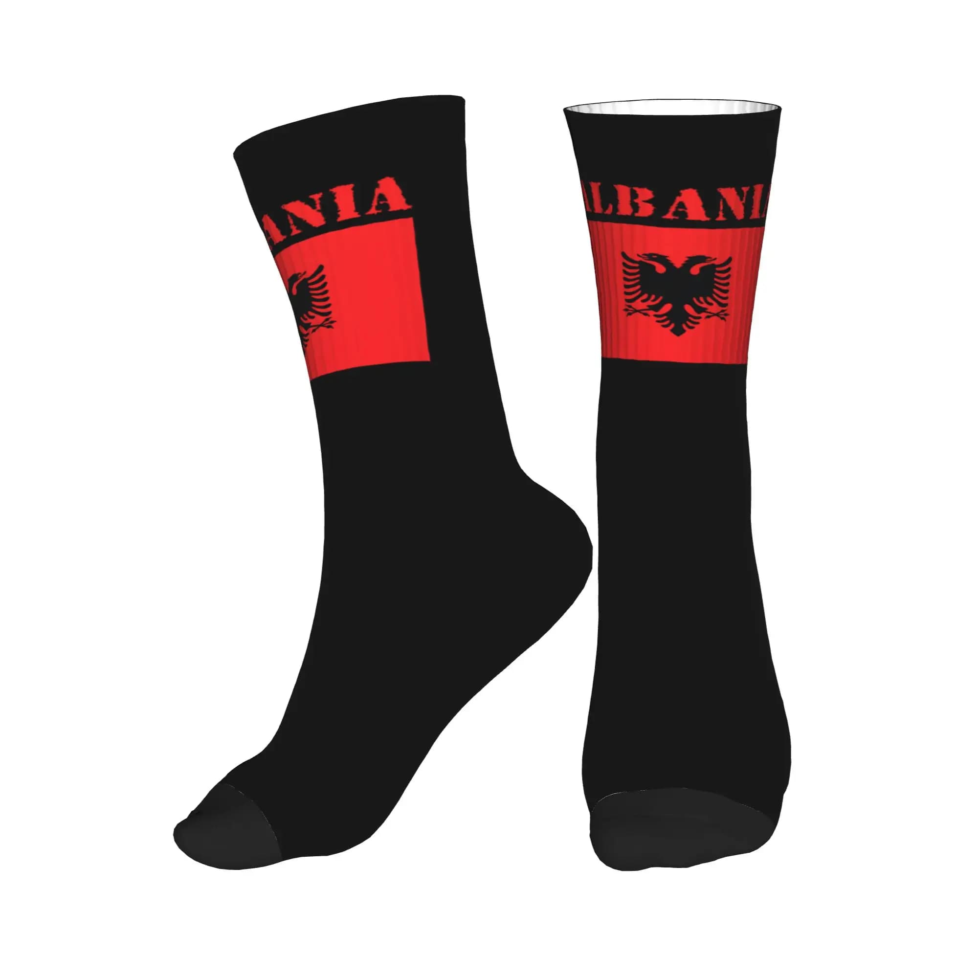 Divertenti calzini da uomo con bandiera dell'Albania, calzini unisex comodi e caldi con stampa 3D