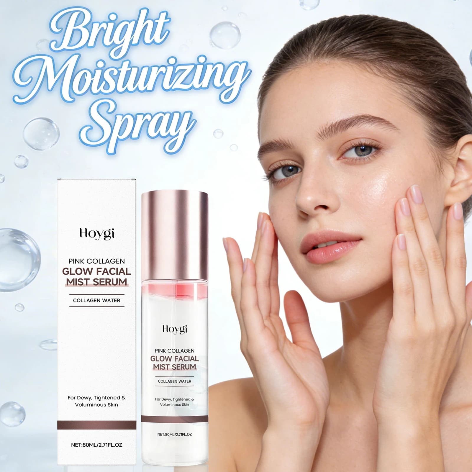 Serum Face to Collagen Rose Fog for Dry Skin Hydrating Shaking Skin Tone Reduces Pores Moisturized Spray