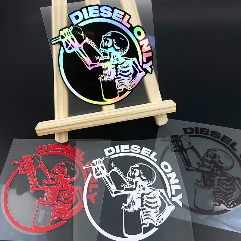 1PC DIESEL ONLY Skeleton Drinks Car Stickers Waterproof Auto Gasoline Car Fuel Tank Mat Durable Vinyl Decalcomanie Cranium Decoration