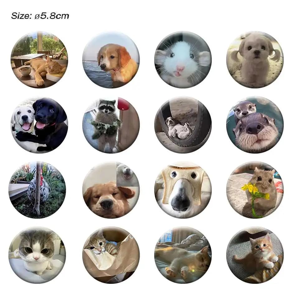 Cute Funny Cat Round Brooch 58mm Cartoon Animal Meme Button Pin Accessories Toys Gifts Backpack Hat Shirt Badges