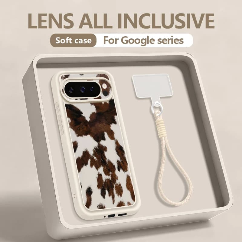 Custodia per telefono con stampa leopardo e mucca per Google Pixel 10 9 Pro XL 10 9 8 7 Pro 9A 8A, cover morbida in silicone con cordino per Pixel 7A 8 7 Pro