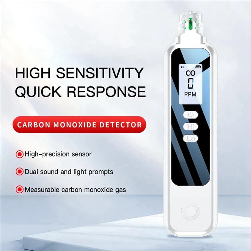 Rilevatori portatili di monossido di carbonio B-Est da viaggio, rilevatore di CO portatile con display LCD con 2 batterie AAA alimentate, (bianco) Dura