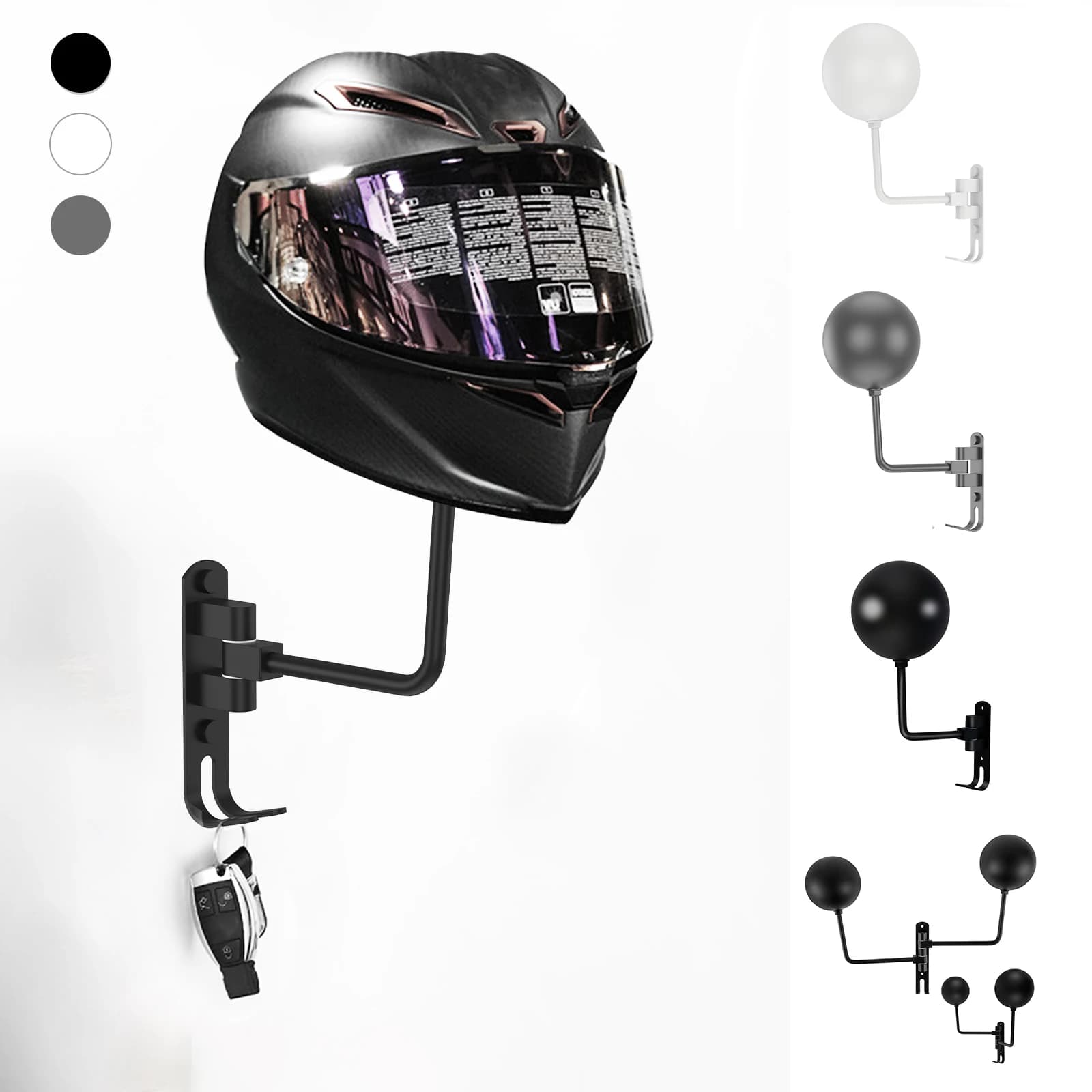 Support for helmet for wall mounting electric vehicle for motorcycle helmets for bike holders coats Caps Hook hook for 180 ° rotation in steel