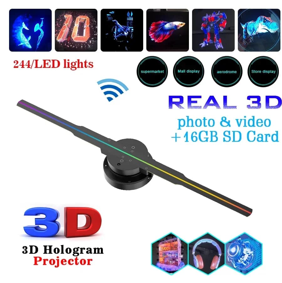 42 centimetri 3D Ventola Olografica Wifi A Distanza ICONTI Personalizzati FAI DA TE Video LOGO LED Luci Al Neon Display Rotante AD 3D Proiettore Olografico