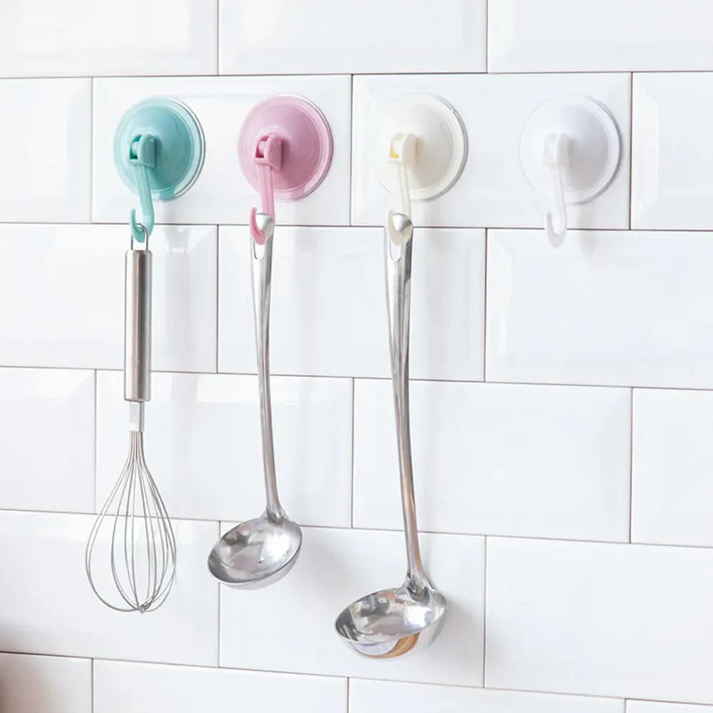 6Pcs Premium Suction Cup Hooks Extra Strong 5Kg Load Capacity Traceless Wall Hangers for Kitchen Bathroom Laundry Keys Bags