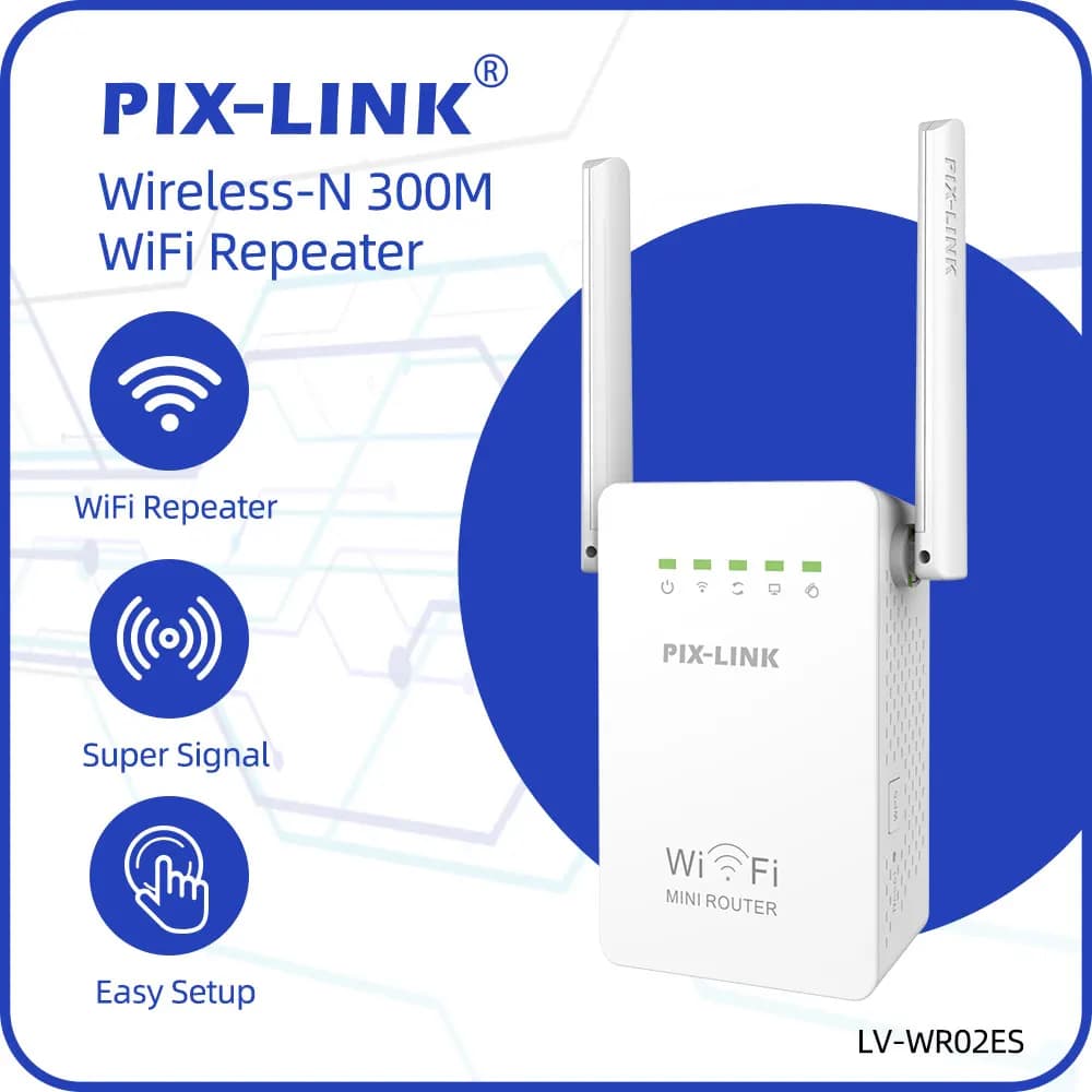 PIX-LINK WR02E Ripetitore WiFi wireless Extender Wifi Amplificatore Wifi Ultraboost Ripetitore a lungo raggio Punto di accesso Booster Wi-Fi 300M