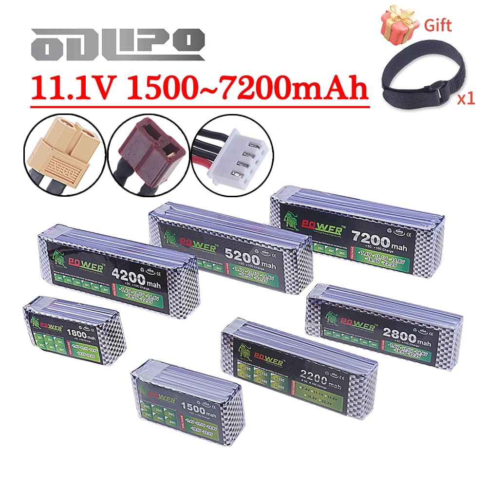 Batteria Lipo 3S 11.1V Deans T / XT60 1500mAh 1800mAh 2200mAh 2800mAh 4200mAh 5200mAh 7200mAh per RC Car Truck Buggy Barca da corsa
