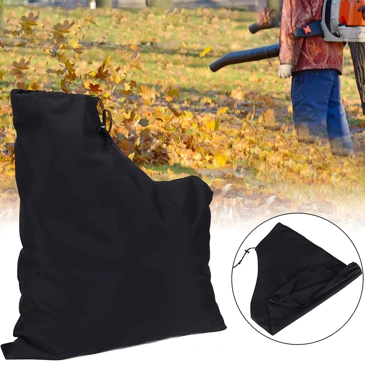Black portable vacuum bag for outdoors with coulisse closure for large capacity leaf blower, 1 pc