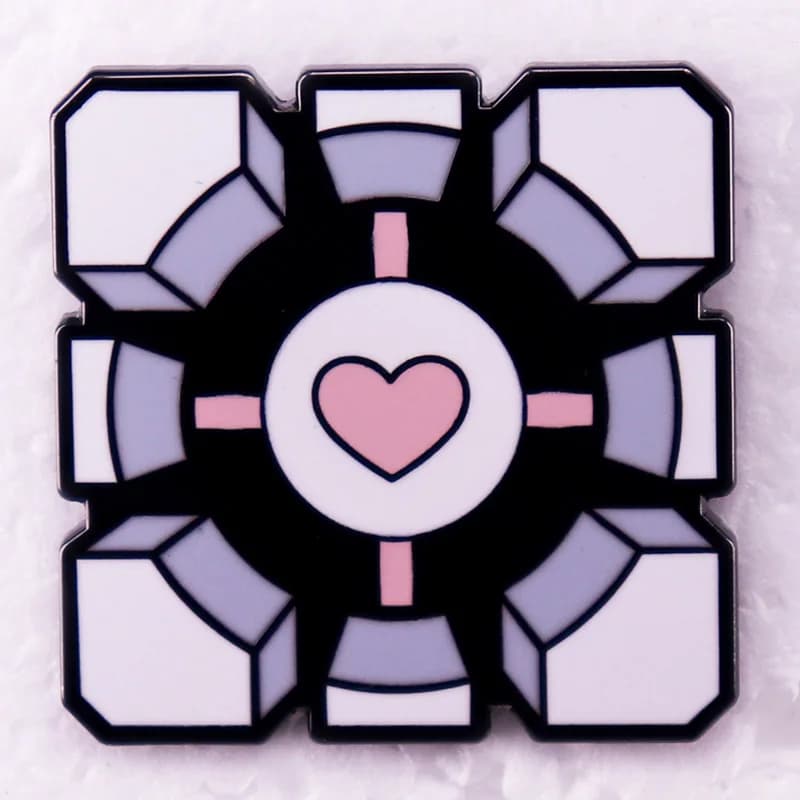 Portal Game Weighted Companion Cube smalto Pin spilla accessori per gioielli