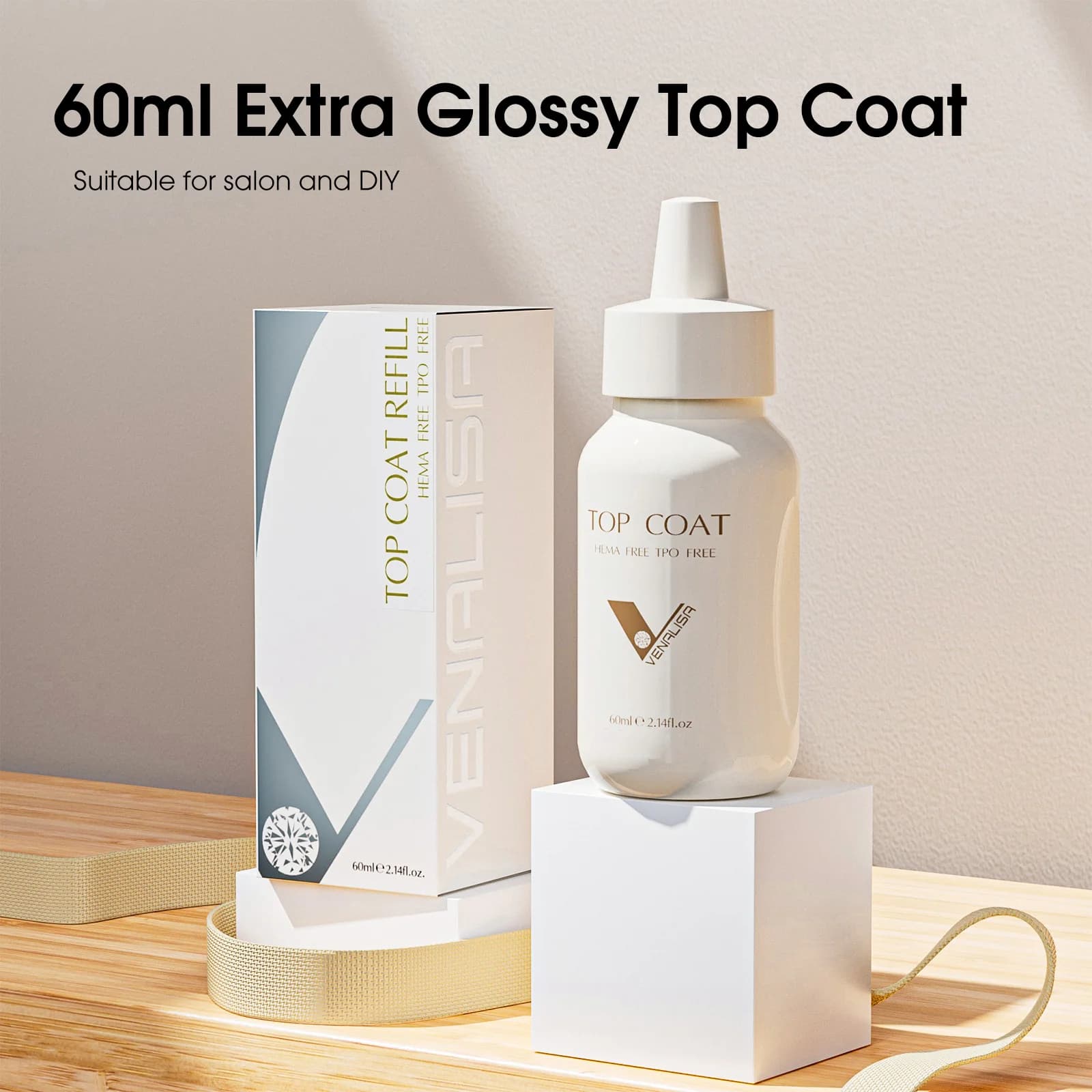 10ml/60ml Venalisa HEMA/TPO FREE Super Quality Refillment Gel Soak Off UV/LED Base Coat Long Wear Nowipe Top Coat Gel Polish