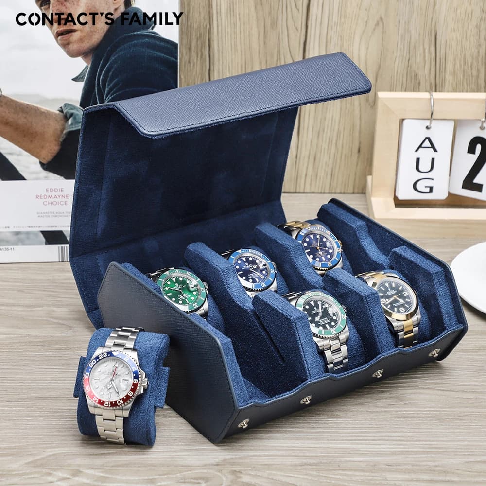 Travel Case for Genuine Leather Watch Display Storage Box with 6/8 watch case for men and women