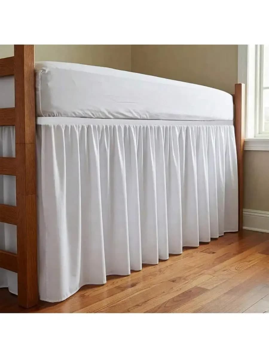 Gonna letto Twin XL con balza antipolvere in microfibra da 32 pollici con angoli divisi, bianca