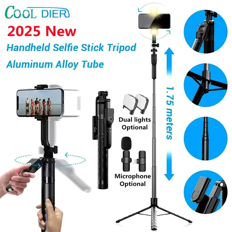 COOL DIER Nuovo 1.7M Wireless Selfie Stick Treppiede Supporto pieghevole per Gopro Action Cameras Smartphone Equilibrio Riprese costanti dal vivo
