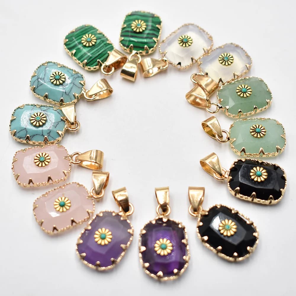 Fashion Natural stone mix pendant connector Pendant Necklace Bracelet Earring connector accessories wholesale 10pcs/lot free