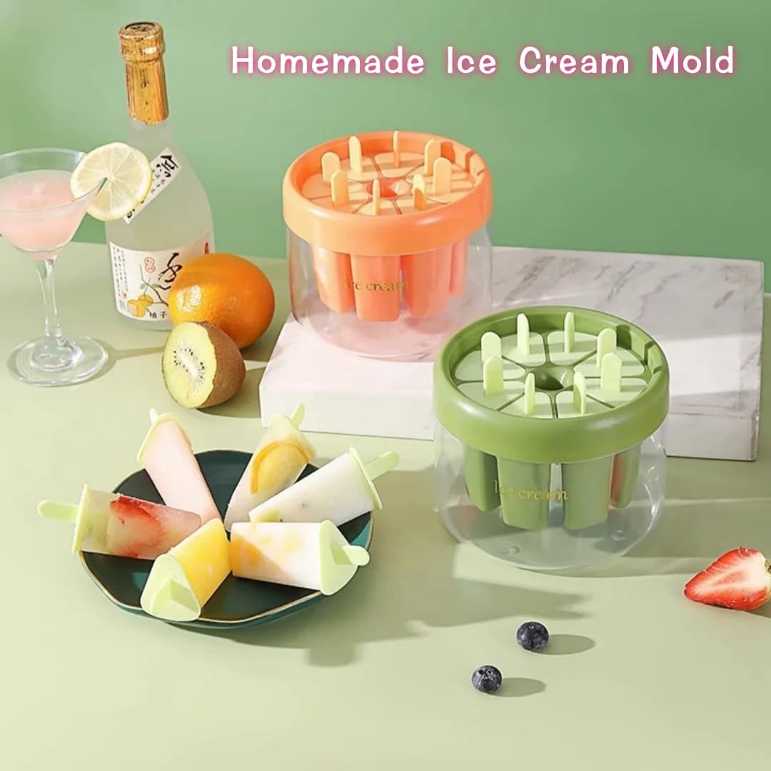 Set di Stampi per Gelato a 8 Scomparti in Materiale PP per Alimenti, per Ghiaccioli e Barrette di Ghiaccio Fatti in Casa, con Contenitore per Ghiaccio e Bastoncini per Gelato, Sicuro e Inodore, Facile da Sformare, Strumento Estivo per Gelato Fai-da-Te e Bevande Fredde