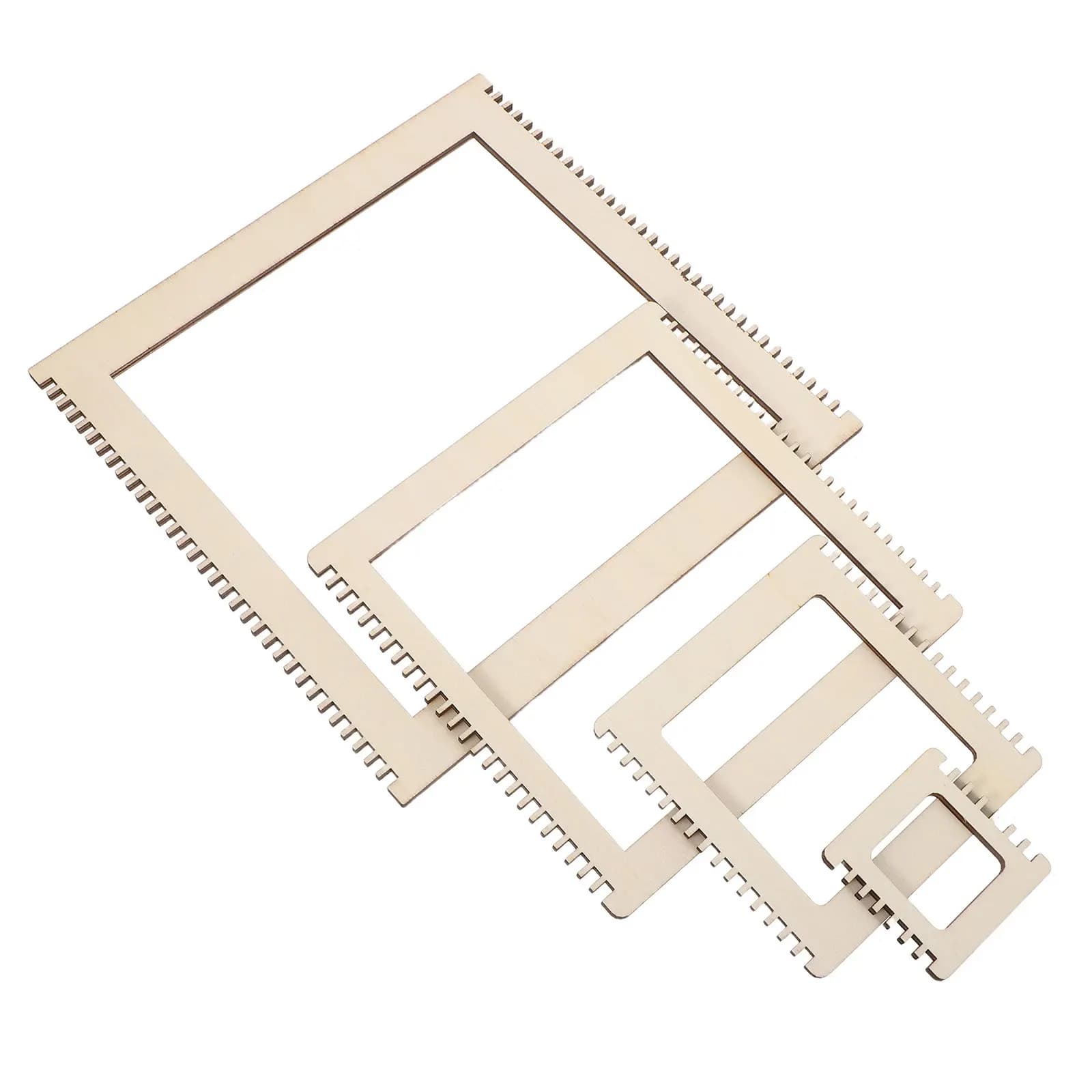 4Pcs Wood Weaving Loom Kit Square Frame Beginner Friendly Kids DIY Yarn Craft Boards Portable Desktop Hand Weaving Machine